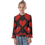 Love Hearts Pattern Style Kids  Frill Detail T-Shirt