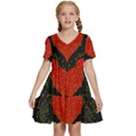 Love Hearts Pattern Style Kids  Short Sleeve Tiered Mini Dress