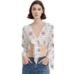 Pattern Texture Design Decorative Trumpet Sleeve Cropped Top