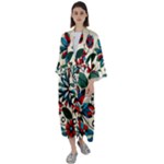 Flora Pattern Flower Maxi Satin Kimono