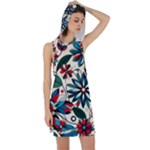 Flora Pattern Flower Racer Back Hoodie Dress