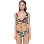 Flora Pattern Flower Low Cut Ruffle Edge Bikini Set