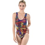 Hexagon Honeycomb Pattern High Leg Strappy Swimsuit