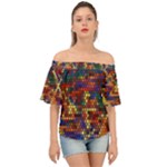 Hexagon Honeycomb Pattern Off Shoulder Short Sleeve Top