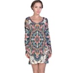 Floral Pattern Flowers Long Sleeve Nightdress