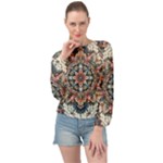 Floral Pattern Flowers Banded Bottom Chiffon Top