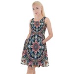 Floral Pattern Flowers Knee Length Skater Dress With Pockets