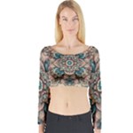 Floral Flora Flower Flowers Nature Pattern Long Sleeve Crop Top