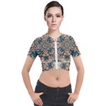 Floral Flora Flower Flowers Nature Pattern Short Sleeve Cropped Jacket