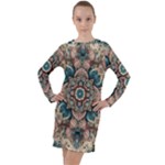 Floral Flora Flower Flowers Nature Pattern Long Sleeve Hoodie Dress