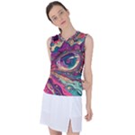 Human Eye Pattern Women s Sleeveless Sports Top