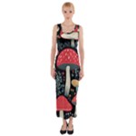 Mushrooms Psychedelic Fitted Maxi Dress