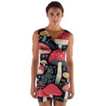 Mushrooms Psychedelic Wrap Front Bodycon Dress