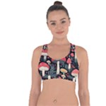 Mushrooms Psychedelic Cross String Back Sports Bra