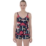 Mushrooms Psychedelic Tie Front Two Piece Tankini