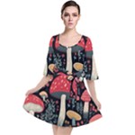 Mushrooms Psychedelic Velour Kimono Dress