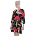 Mushrooms Psychedelic Open Neck Shift Dress