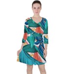Leaves-3923413 Quarter Sleeve Ruffle Waist Dress