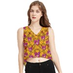 Blooming Flowers Of Orchid Paradise V-Neck Cropped Tank Top