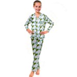 Pattern design  Kids  Satin Long Sleeve Pajamas Set