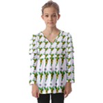 Pattern design  Kids  V Neck Casual Top