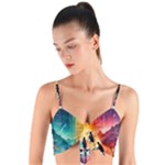 Starry Night Wanderlust: A Whimsical Adventure Woven Tie Front Bralet