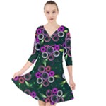 Floral-5522380 Quarter Sleeve Front Wrap Dress