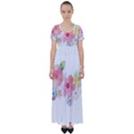 Flower-2342706 High Waist Short Sleeve Maxi Dress