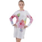 Flower-2342706 Long Sleeve Hoodie Dress