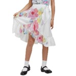 Flower-2342706 Kids  Ruffle Flared Wrap Midi Skirt