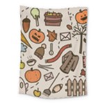 Halloween Doodle Autumn Pumpkin Medium Tapestry