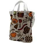 Halloween Doodle Autumn Pumpkin Canvas Messenger Bag
