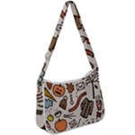 Halloween Doodle Autumn Pumpkin Zip Up Shoulder Bag