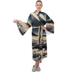 Hokusai Moutains Japan Maxi Velvet Kimono