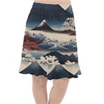 Hokusai Moutains Japan Fishtail Chiffon Skirt