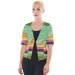 Painting Colors Box Green Cropped Button Cardigan