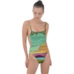 Painting Colors Box Green Tie Strap One Piece Swimsuit