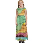 Painting Colors Box Green Kids  Satin Sleeveless Maxi Dress