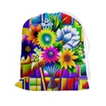 Flower Vase Flower Collage Pop Art Drawstring Pouch (2XL)