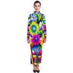 Flower Vase Flower Collage Pop Art Turtleneck Maxi Dress