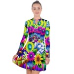 Flower Vase Flower Collage Pop Art Long Sleeve Panel Dress