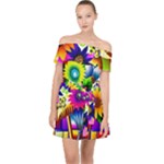 Flower Vase Flower Collage Pop Art Off Shoulder Chiffon Dress