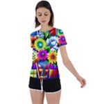 Flower Vase Flower Collage Pop Art Back Circle Cutout Sports T-Shirt