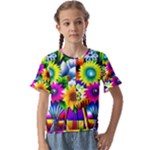 Flower Vase Flower Collage Pop Art Kids  Cuff Sleeve Scrunch Bottom T-Shirt
