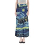 Spaceship Starry Night Van Gogh Painting Full Length Maxi Skirt