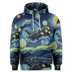 Spaceship Starry Night Van Gogh Painting Men s Overhead Hoodie