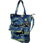 Spaceship Starry Night Van Gogh Painting Shoulder Tote Bag