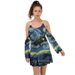 Spaceship Starry Night Van Gogh Painting Boho Dress