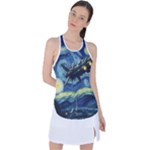 Spaceship Starry Night Van Gogh Painting Racer Back Mesh Tank Top