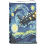 Spaceship Starry Night Van Gogh Painting 8  x 10  Hardcover Notebook